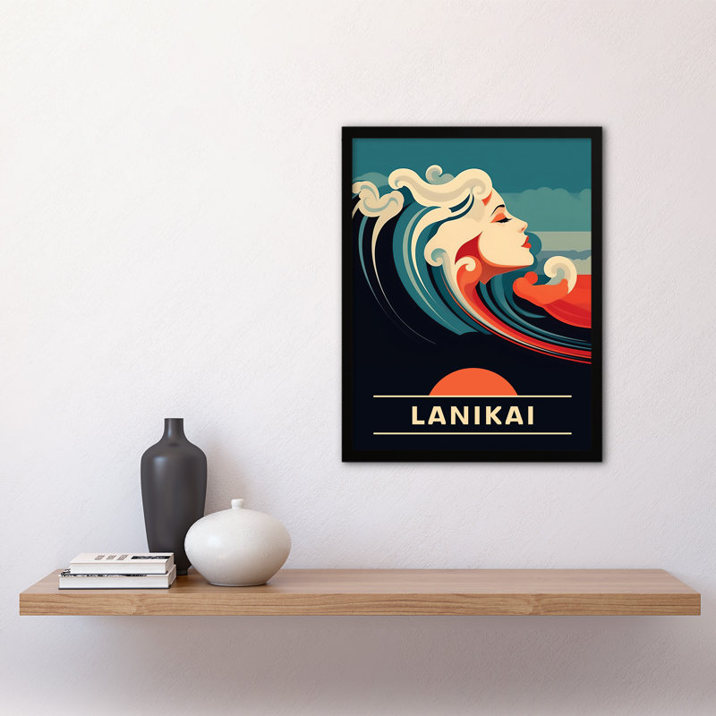Erdman The Seaside Calls Lanikai Beach Hawaii USA Sunset Woman Waves Sea Siren - Single Picture Frame Print