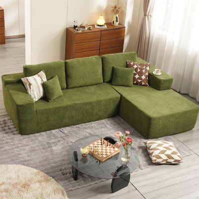 104" Cloud Sectional Couch With Comfy Chaise,No Assembly Required Couches For Living Room,L Shaped Modern Modular Sofa With Deep Seat by Mercer41