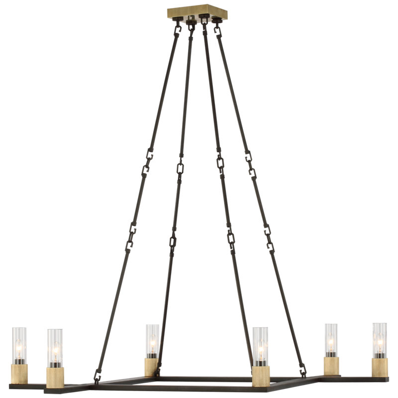 Beza 6 - Light Chandelier, Warm Iron/Antique Brass