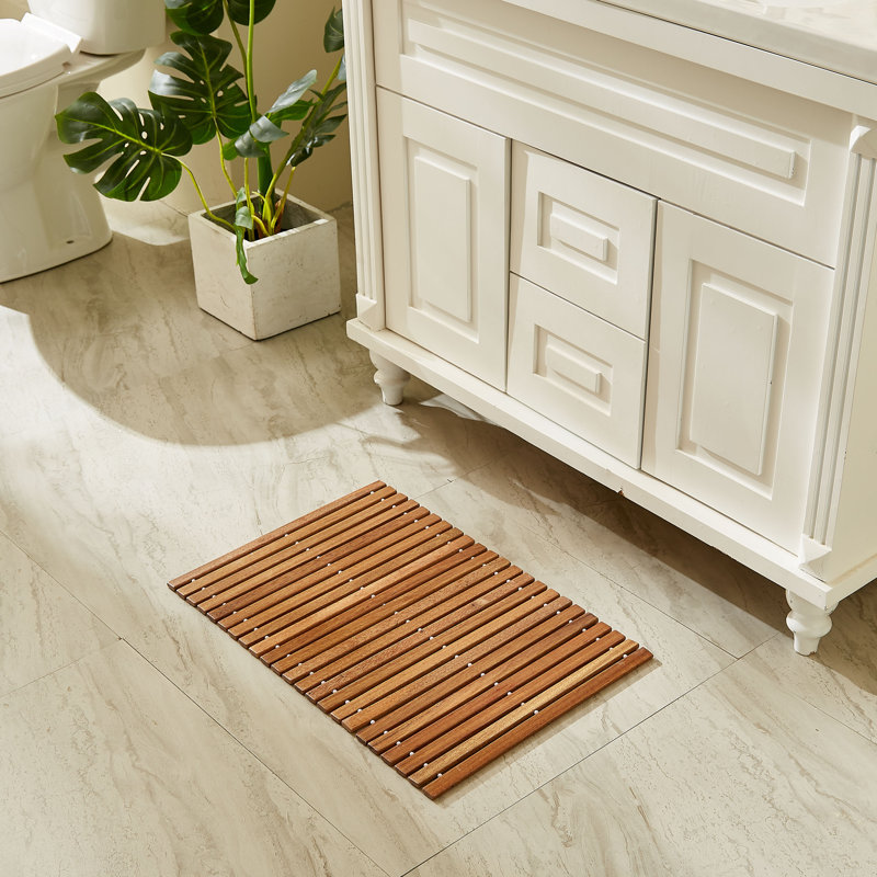 Tapis de douche pliant en bois de teck, L 15,75 po x L 23,62 po