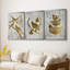 Quatre oiseaux qui chantent - Feuille d'or - Toile sur toile tendue avec châssis encadré - 3 pièces-256279854-256279855
