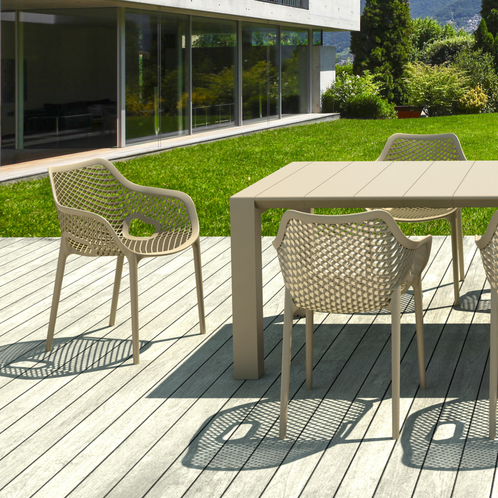 Farrah 39'' Rectangular 8-Person Outdoor Dining Set, Taupe