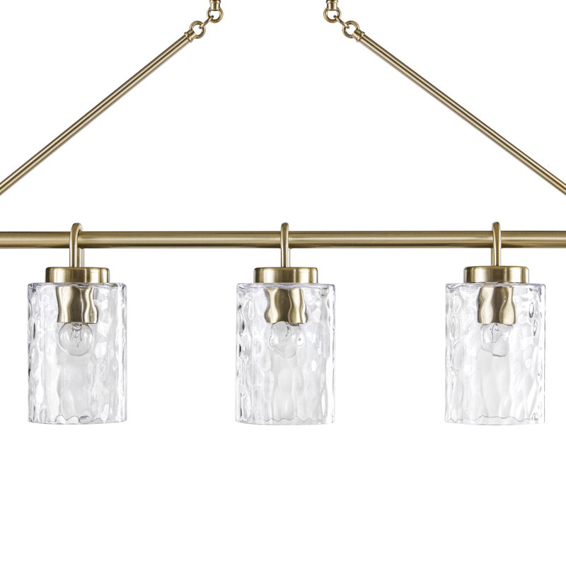 Lustre linéaire à 5 lumières avec abat-jour en verre texturé