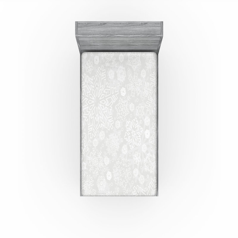 Drap-housse Ambesonne, paquet de 2, Drap-housse simple TG, Gris / motif floral blanc 2