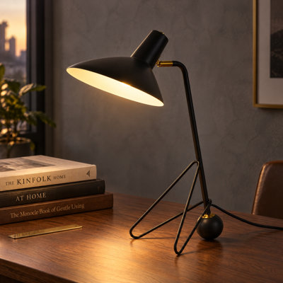 Lampe de table à trépied moderne en métal 20 po Palmira - Lampe de travail réglable en aluminium pour chambre à coucher, bureau et salon - Base E26 - noire ou rouge