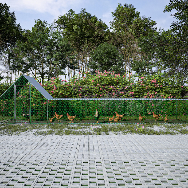 Cage à volailles en métal galvanisé de 7,92 m x 2,04 m x 2 m avec porte verrouillable et couverture étanche - Enclos à poules grillagé avec espace d'activité agrandi et porte sécurisée