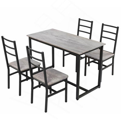 Dining Table Set for 4, 5 pieces Farmhouse Dinette Set with 4 chairs, Mid-Century Modern Dining Table and Chairs Set for Kitchen, Dining Room