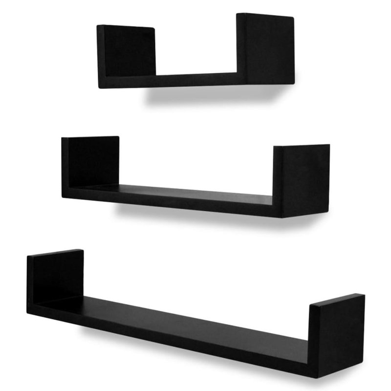 Parque 3 Piece Floating Shelf, Black