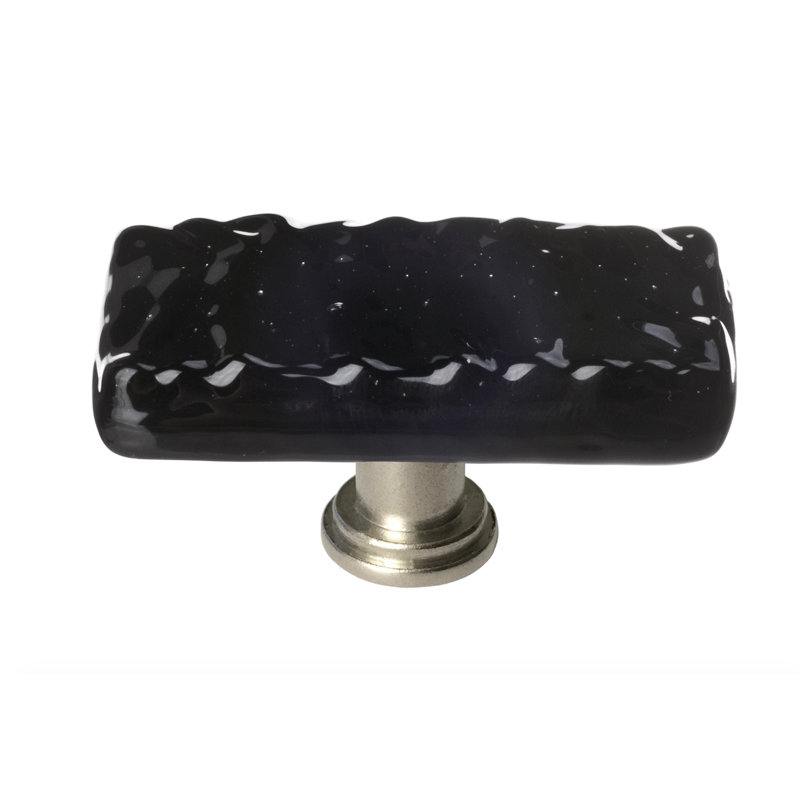 Glacier 1 1/4" Length Square Knob, Skinny Long Knob, Polished Chrome, Black