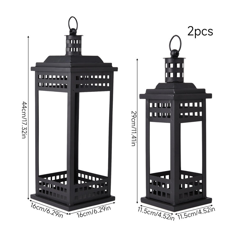 2-Piece Metal Lantern Candle Holder Set