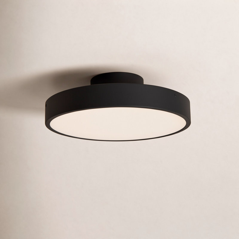 Orland Steel LED Flush Mount, Matte Black, 2" H x 15" W x 15" D