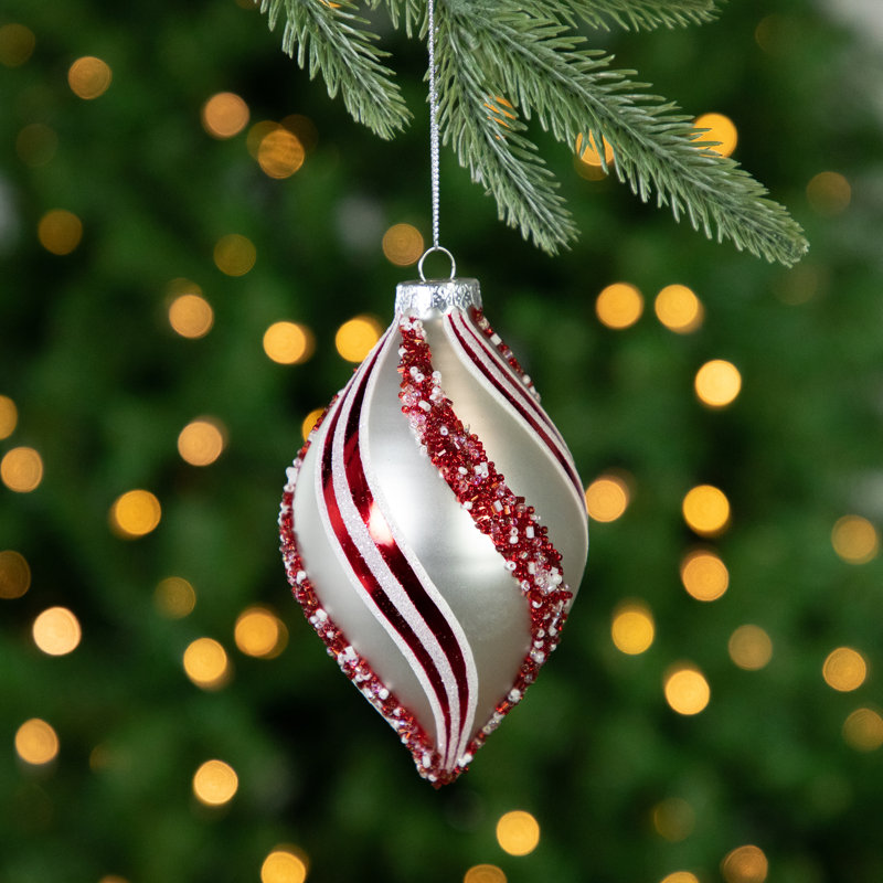 5.5'' Striped Glass Finial Ornament