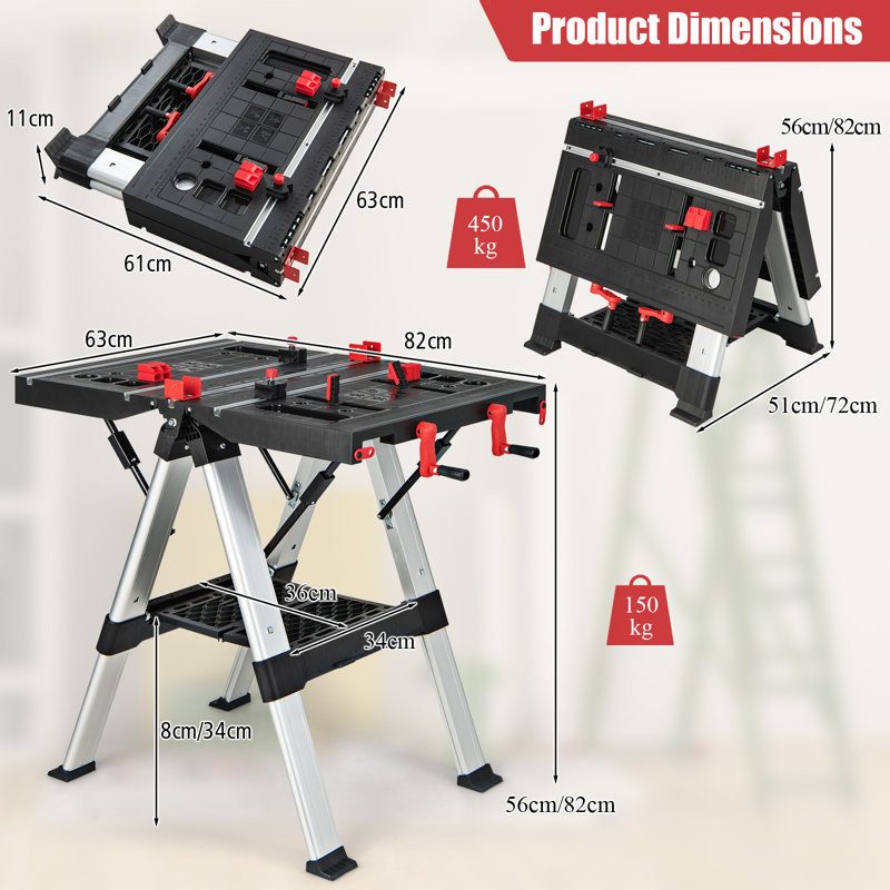 82cm Rectangular Adjustable Folding Table