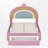 Adame Upholstered Rainbow Design Bed, Velvet Princess Platform Bed with Storage Drawer, Pink-1217959558