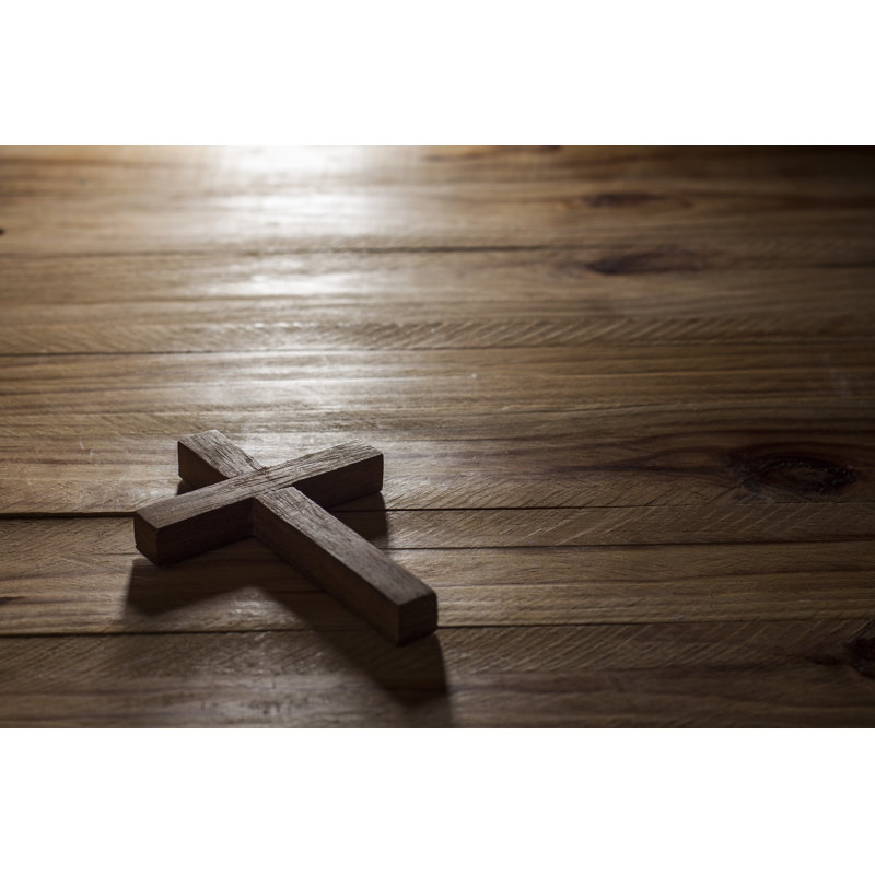 Cross Over Wood Table by Carlos Andre Santos - Wrapped Canvas Print, 30cm H x 46cm W