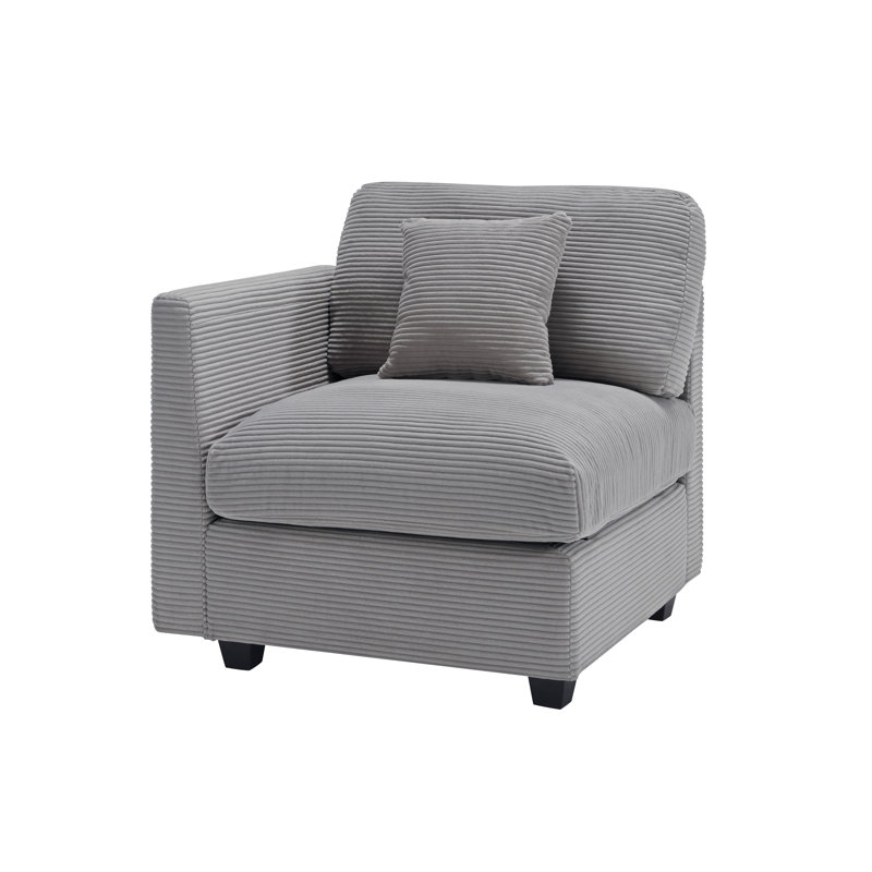 Fauteuil d'appoint modulaire Zayva, Velours côtelé gris pâle