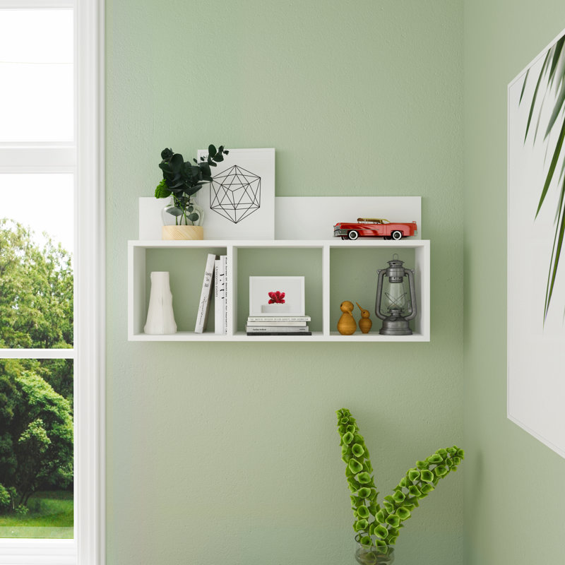 Mcneil 3-Cubby Manufactured Wood Wall Shelf , White