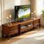 Meuble télé courbé en bois massif brun avec rangement-1344745046