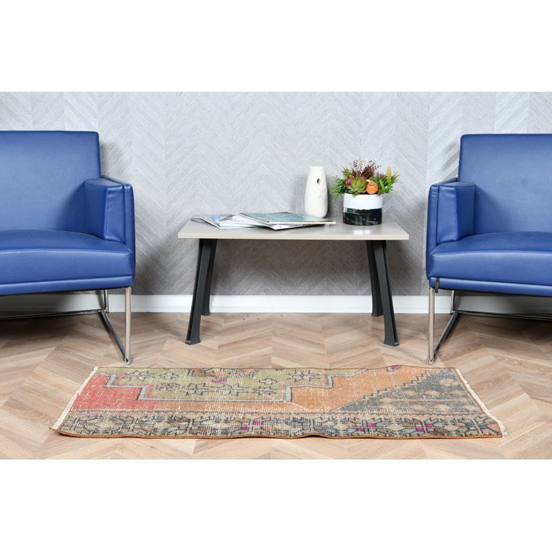 Handmade Turkish Vintage Small Rug Ideal For Entryway With Rustic Floor Mat Design And Bohemian Decor In Area Rug Style