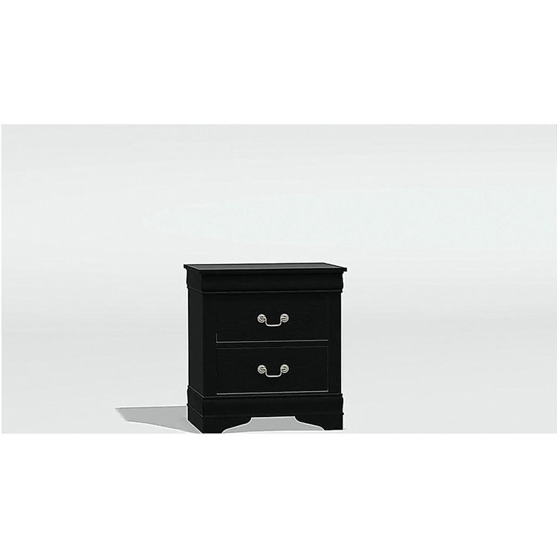 1pc Nightstand Black Louis Philippe Solid wood English Dovetail Construction Antique Nickle Hanging Pulls, Black