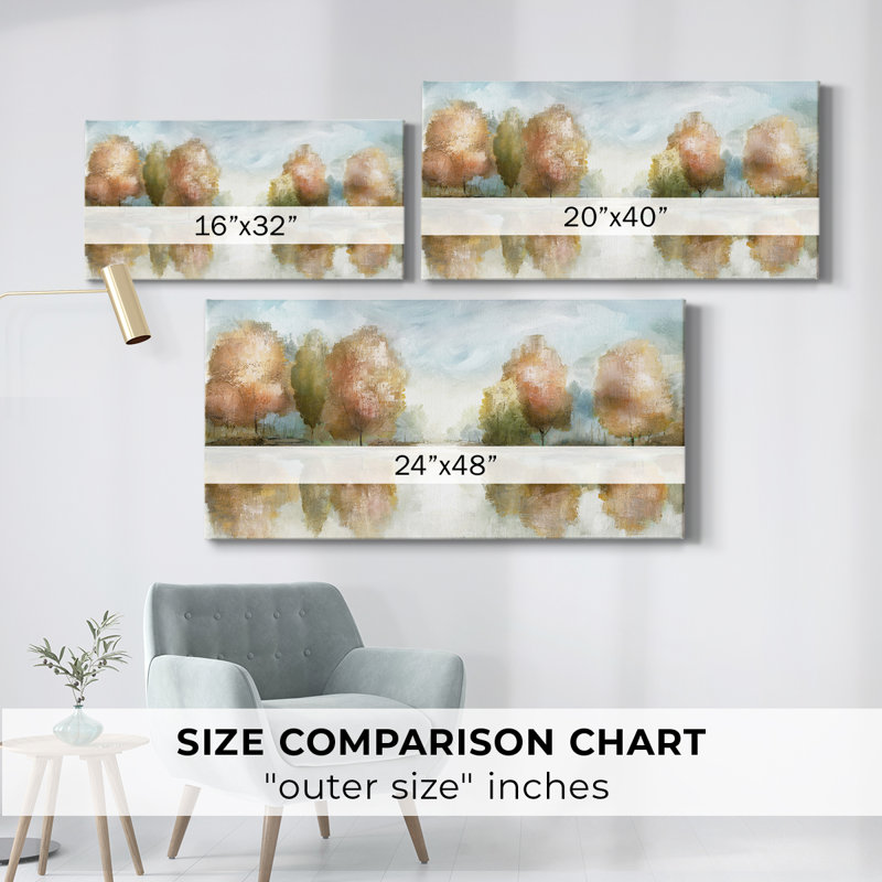 Treeline Sunrise - Toile tendue avec châssis - Prêt à accrocher, H 16 po x l 32 po