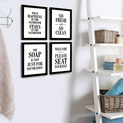Excello Global Products Black Framed Bathroom Signs Set 1 (4-Pack)