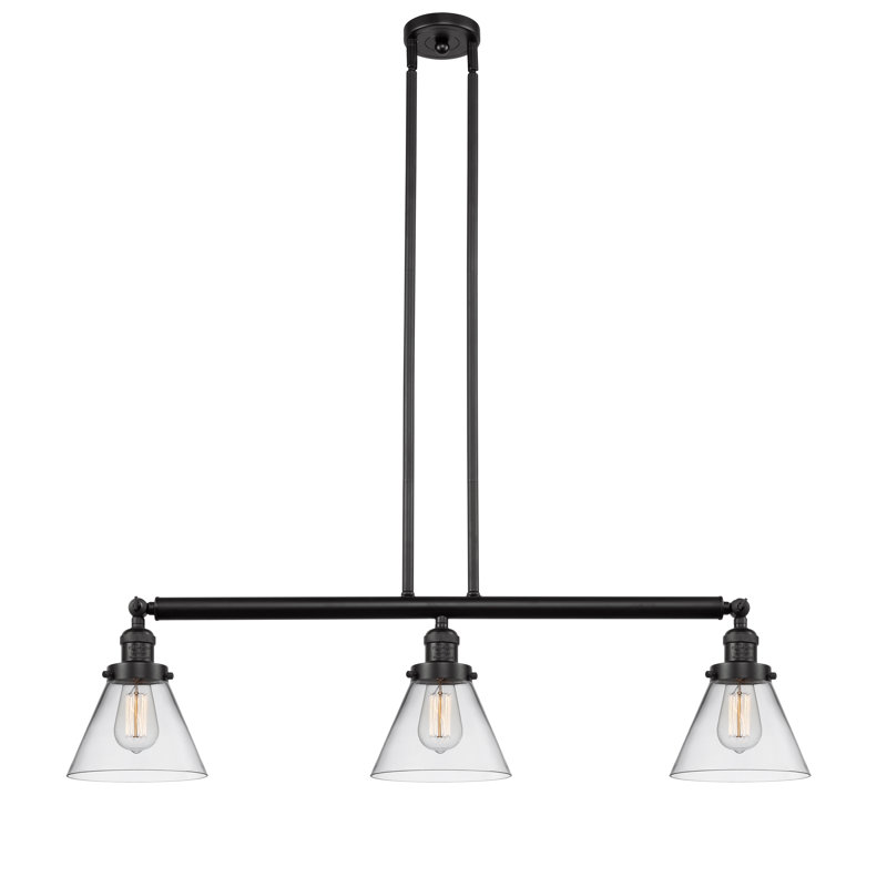 Morgan 3 - Light Kitchen Island Pendant, No Bulb Included, Clear, Oil Rubbed Bronze