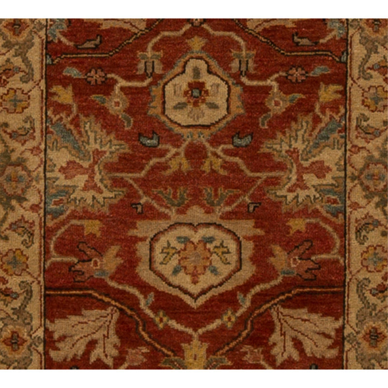 Tapis rouge / brun clair de haute qualité noué à la main