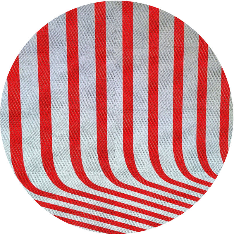 Tapis rayé rose / gris Wellford, Rond 6 pi
