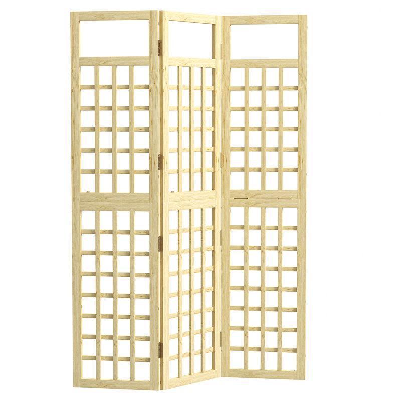 Outsunny 3-Panel Garden Privacy Screen, 120 x 170 cm, Natural Wood Finish