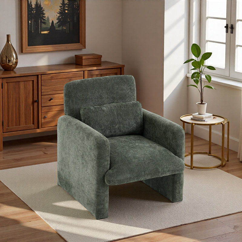 Chaise d'appoint moderne, fauteuil d'appoint contemporain en tissu Boucle, Vert