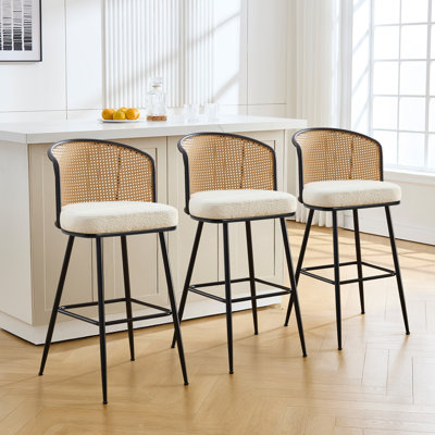 Cane Back Upholstered Counter & Bar Stool