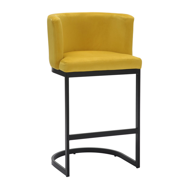 Adelaid Upholstered Counter Stool with Metal Frame, Mustard