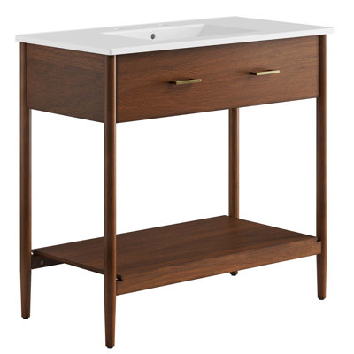 Meuble-lavabo simple 36 po avec plateau en céramique Modway Zaire