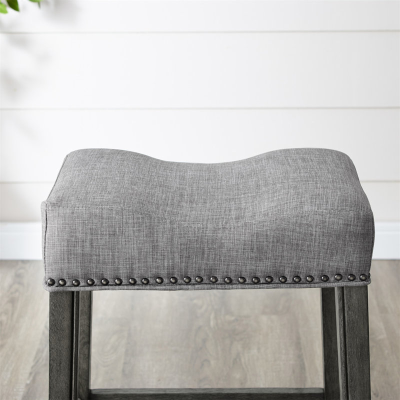 Ensemble de 2 tabourets de comptoir Coco, Gris, Gris / tissu