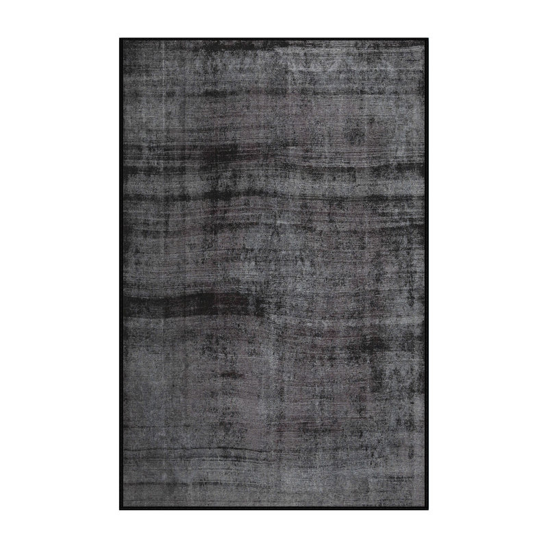 Tapis gris/zone noire contemporaine, Rectangle 5 pi x 7 pi