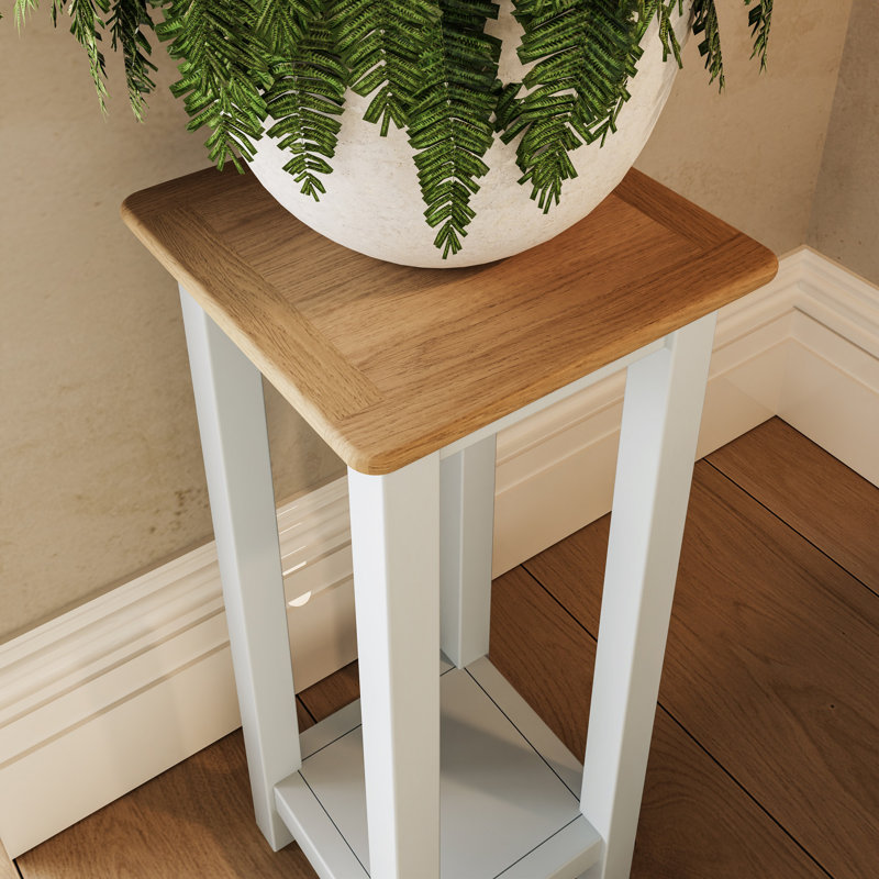 Daris Side Lamp Table Plant Stand. Fully Assembled, Off White