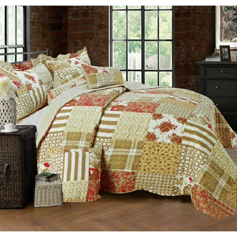 Cotton Duvet Cover Set with Pillowcases Included, Alvina Patchwork, Kingsize Duvet Cover Set + 2 Standard Pillowcases