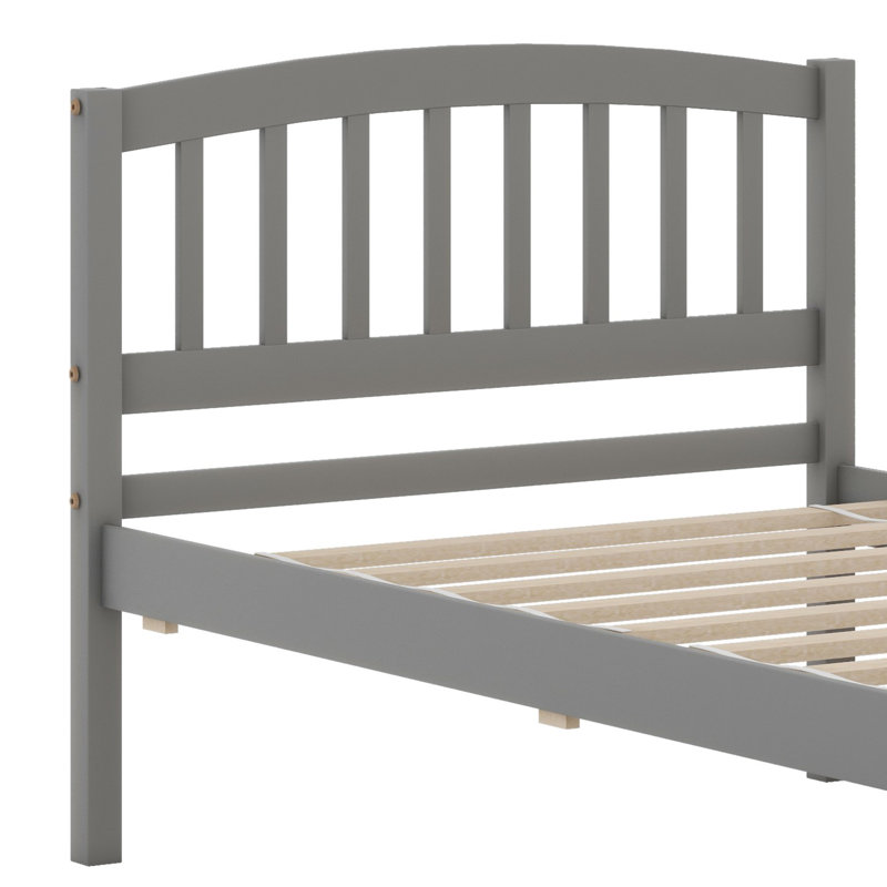 Lit plateforme en bois avec tiroirs et tête de lit, Gris