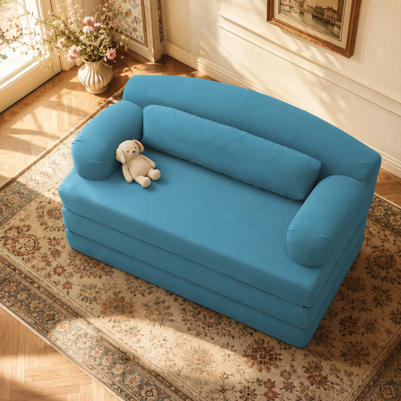 Canapé-lit convertible en velours côtelé 57,1 po Liora avec couchette dépliable, housse amovible et accoudoirs rembourrés
