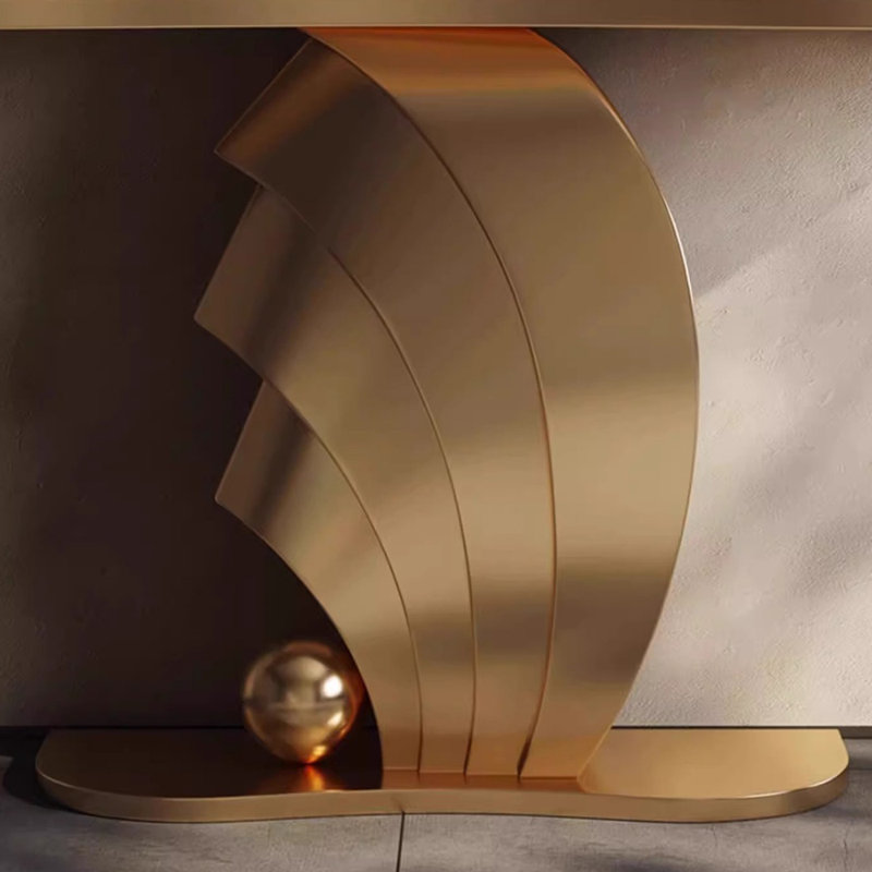 Italian style simple high-end luxury console table, 33.5" H x 47.2" W x 15.7" D, Gold