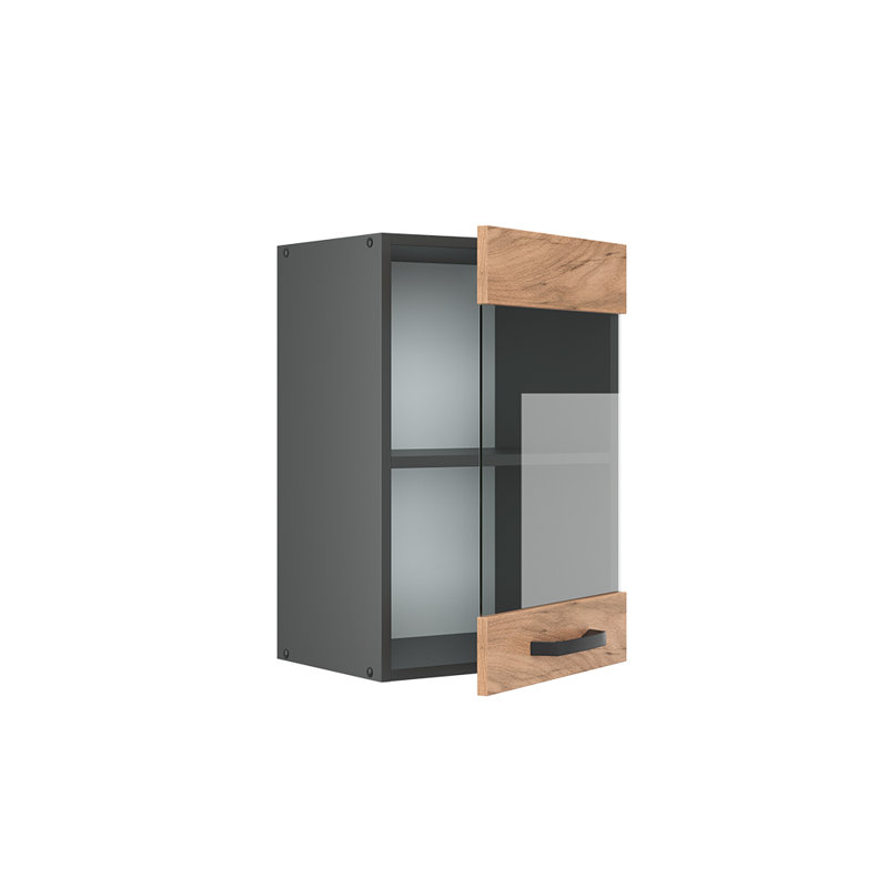 60Cm H x 40Cm W x 31Cm D Oak Wall Unit Cabinet, Brown/Grey