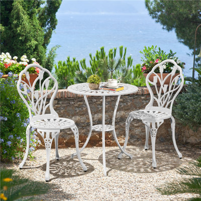 color  3 Piece Patio Bistro Table Set with Umbrella Hole