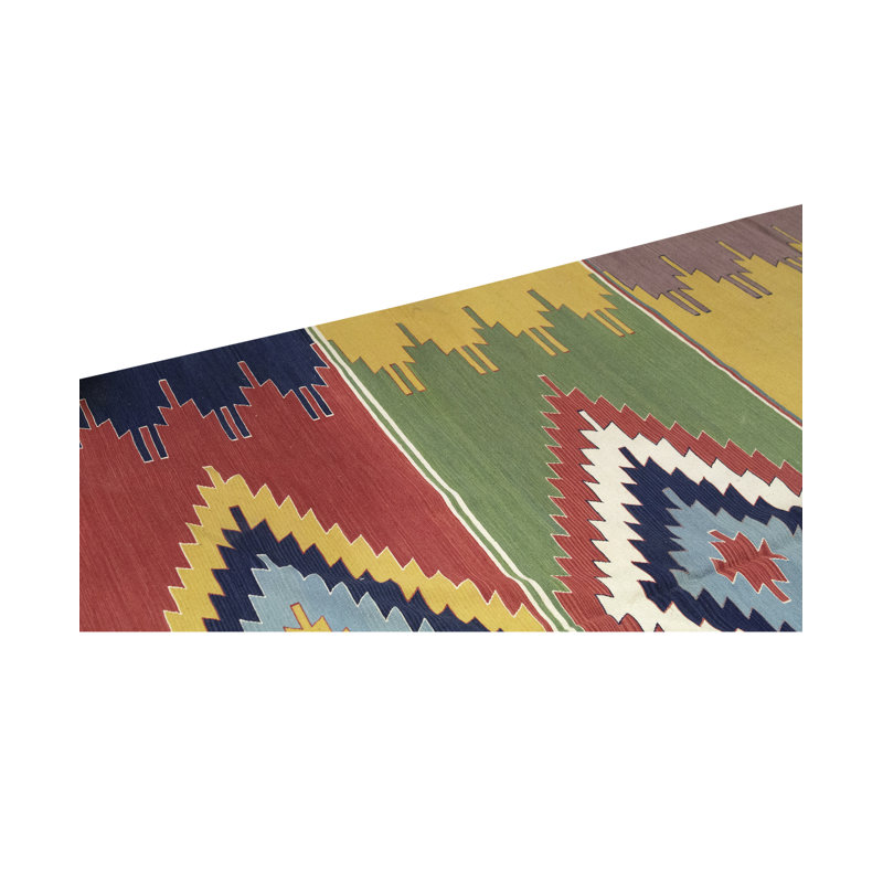 Hand-Knotted Wool Southwestern Area Rug in Red/Blue/Green/Yellow