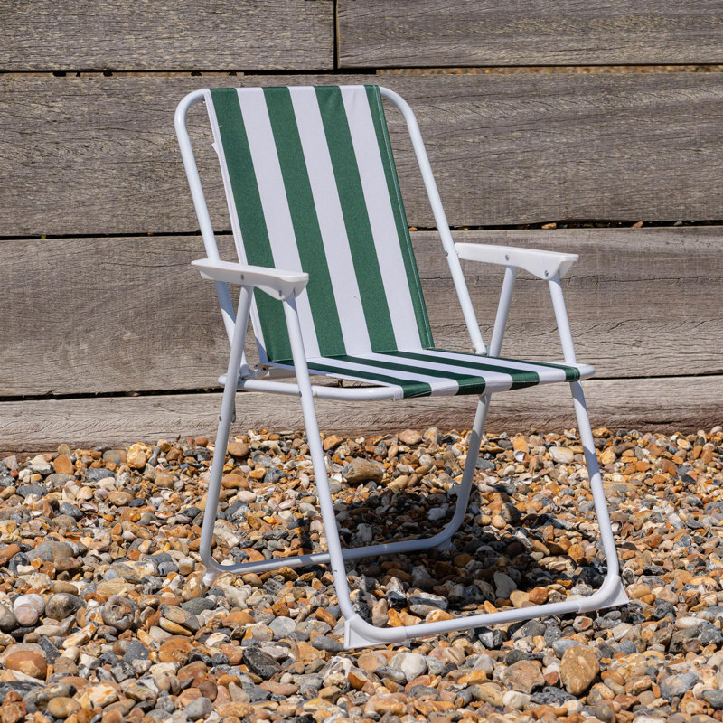 Folding Metal Beach Chair Stripe, Green