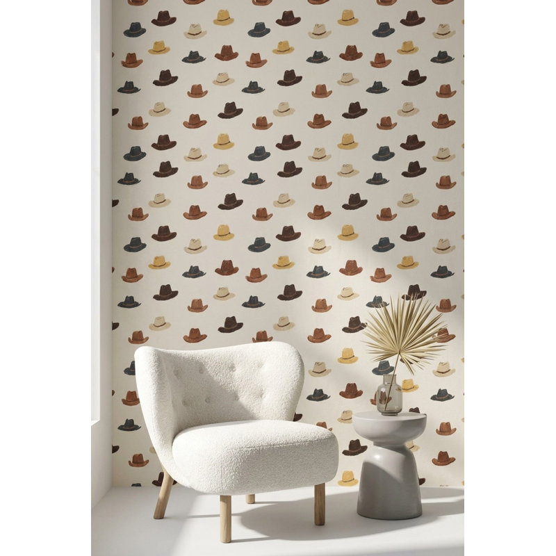 Papier peint rétro avec motif géométrique brun