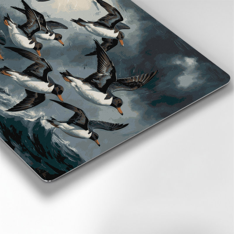 «Birds Common Murre», art mural en métal noir, H 132 po x l 168 po x P 0,05 po