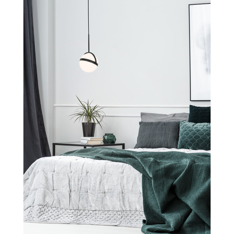 Luminaire suspendu sphère à 1 lumière Glabo, Noir mat