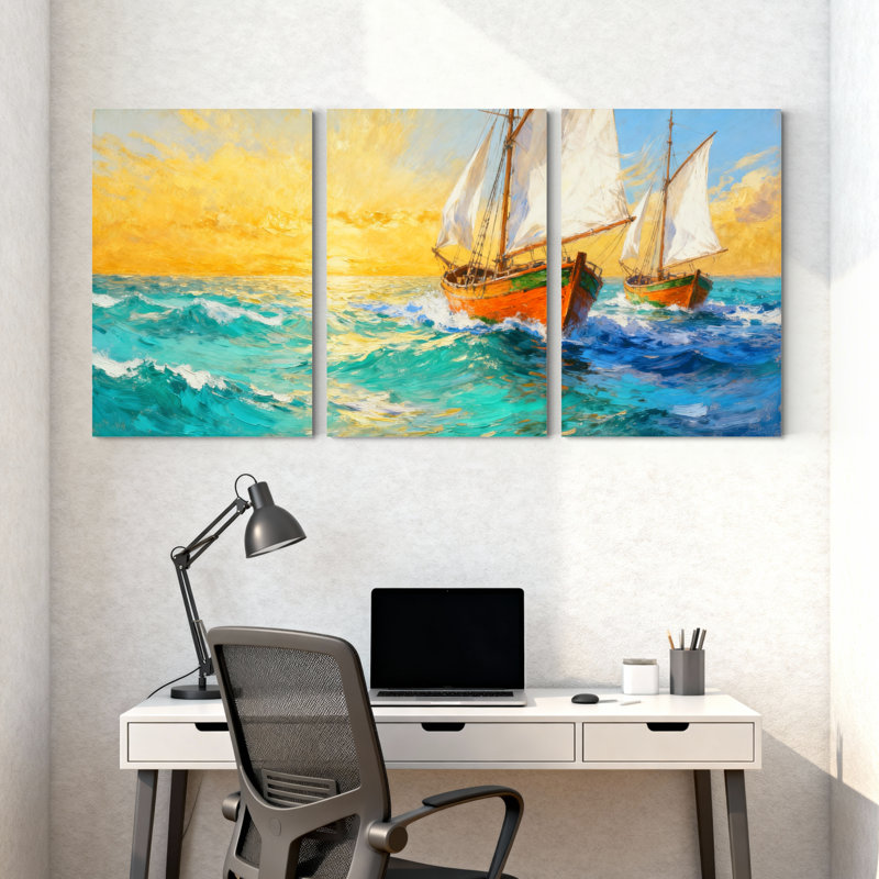 Ensemble de 3 impressions d'art sur toile, H 18 po x l 36 po