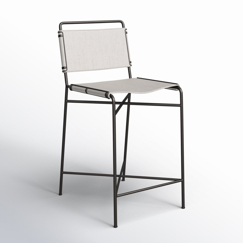Kenza Counter Stool, Counter Stool (26” Seat Height), Vegan Leather-Black, Black